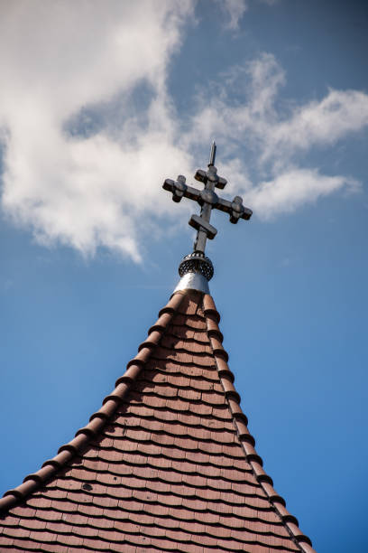 Prislop Monastery from Hunedoara County - Romania, July 2021,cross on the roof