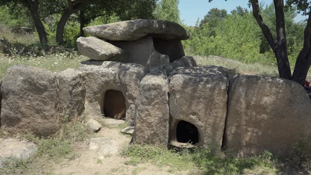 A View Of Historic Megalithic Tomb - The Dolmen At Hlyabovo In Topolovgrad, Bulgaria. Sideways Shot