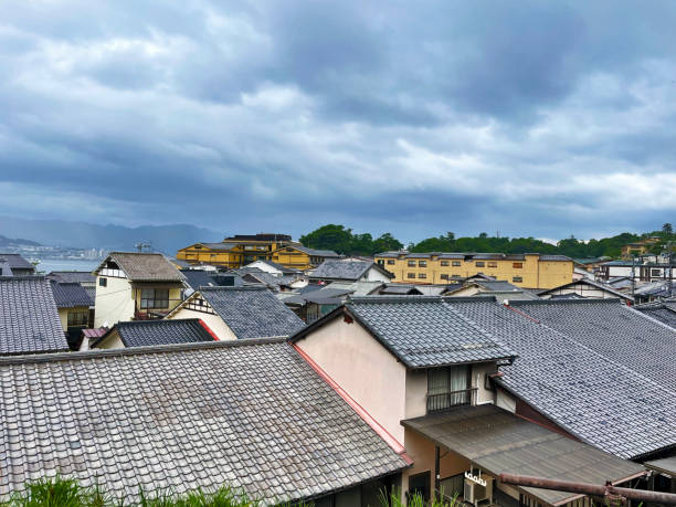 istock Tranquil District: Itsukushima Miyajima Island Panoramic View, Hiroshima, Japan 2134275447