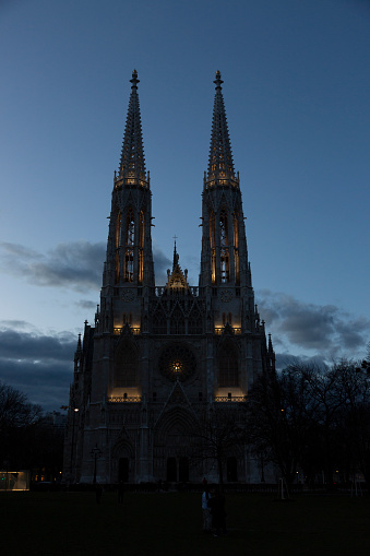 Vienna, Austria - June 20, 2023: The Votivkirche, Vienna, Austria. Is a neo-Gothic style church.