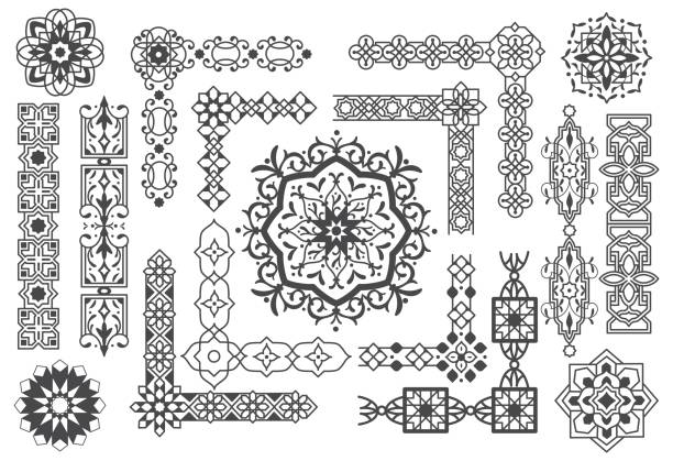 Islamic border and pattern design element vector illustration Islamic border and pattern design element vector illustration turkish culture stock illustrations