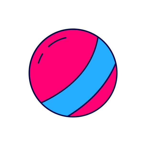 заполненный контур значка пляжного мяча изолирован на белом фоне. детская игрушка. вектор - beach ball ball bouncing white background stock illustrations