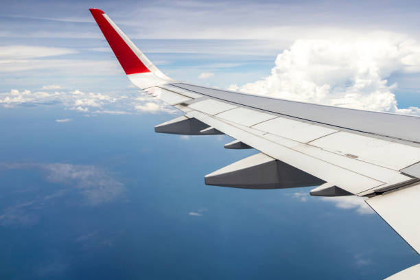 istock View from airplane window to see sky on evening time 2134434241