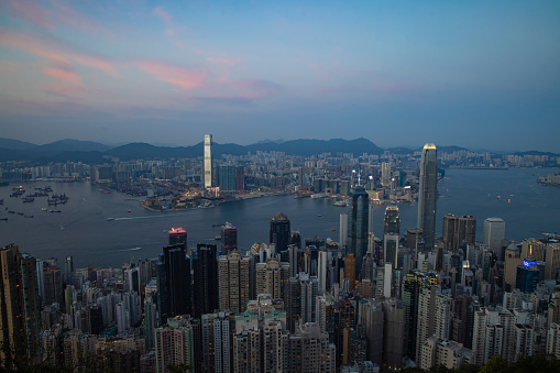 aerial view of Hong Kong Island from Kowloon