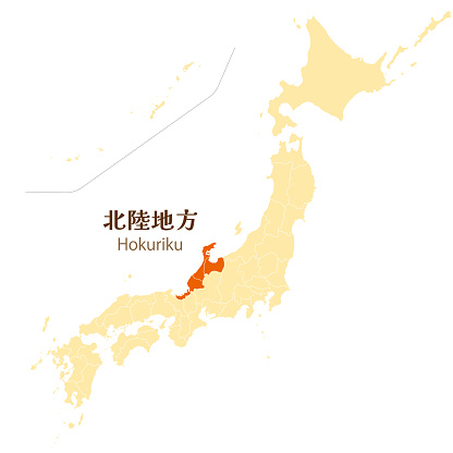 Hokuriku region in the Japanese archipelago, prefectures in the Hokuriku region
