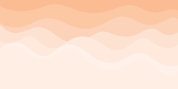 Abstract sea's wave with white sand beach in sunset vector illustration. Sunet at the sea concept flat design background.