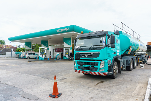 Kota Kinabalu Sabah, Malaysia  - Feb 02, 2017: Fuel station operate at Kota Kinabalu city.