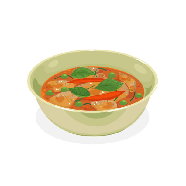 panang curry - red curry beef illustrations stock illustrations