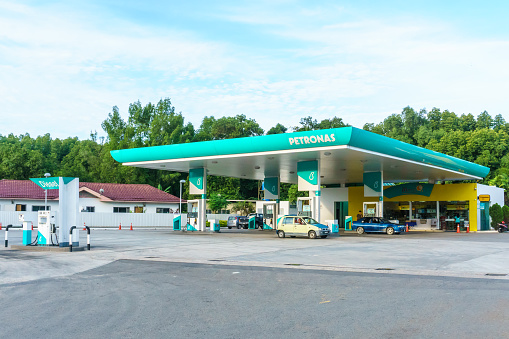 Tuaran Sabah, Malaysia  - Dec 31, 2016: Fuel station operate at Tuaran town.