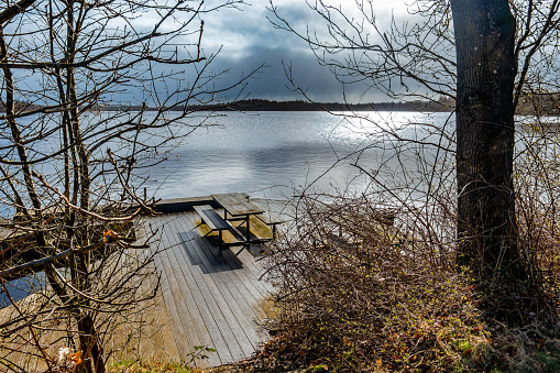 Artificial lake at Karlsgarde in rural Denmark