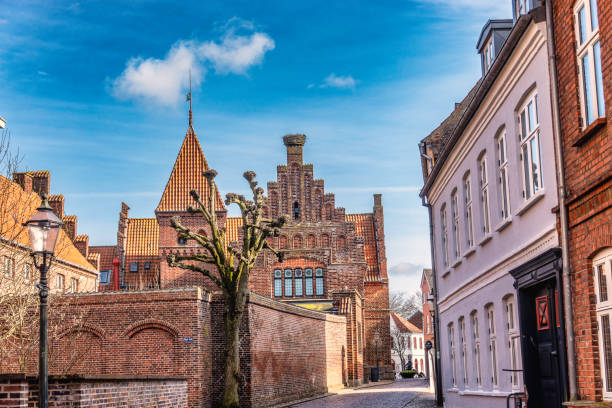 Streets of medieval Ribe in Denmark