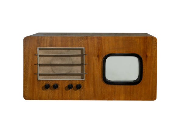 istock Vintage TV receiver isolated on white background 2134703681
