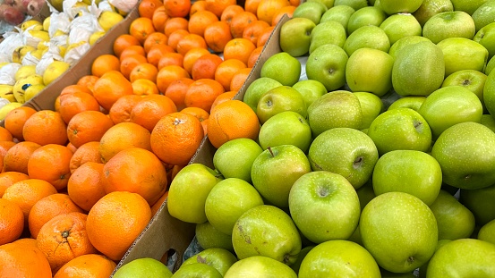 Fruits, apple orange