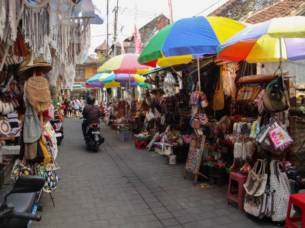Bali, Indonesia - June 29, 2023 : Afternoon situation at Ubud Ubud Art Market. Ubud Traditional Art Market is one of Bali's best markets, selling a variety of authentic and artisan goods by the locals
