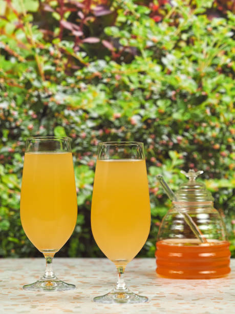 Mead IPM is a beer-style mead, made using honey, hops, yeast and water stock photo