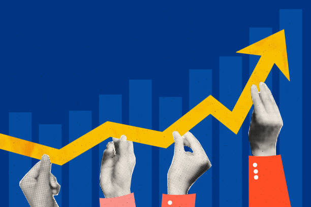 obchodní růst koncept umění koláž vektorové ilustrace - efektivita stock ilustrace