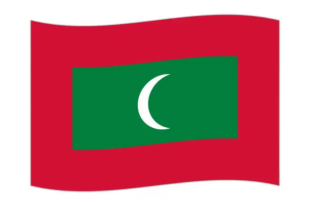 Vector illustration of Waving flag of the country Maldives. Vector illustration.