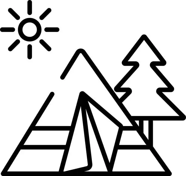 Vector illustration of tent outline vector illustration