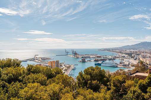 Panoramic view of Málaga cityscape in Spain.