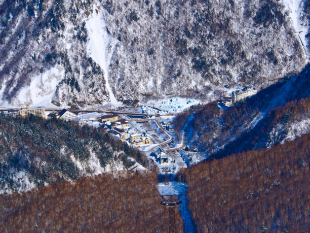 Winter landscape of Sounkyo village in Hokkaido prefecture, Japan. Winter landscape of Sounkyo village in Hokkaido prefecture, Japan. kamikawa district ishikari stock pictures, royalty-free photos & images