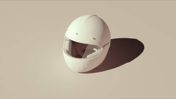 istock Crash helmet vintage retro motorcycle protection neutral backgrounds soft beige tones background 2134855921