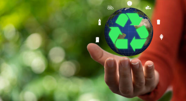 istock Hand holding recycle, recycling saving clean energy earth globe, reduce, reuse, environment, green, eco friendly, save planet, sustain, ecosystem.campaign save the earth, earth Day 22 April 2134860117