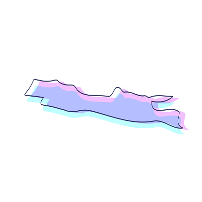 Map of Java sketched and isolated on a white background. The map is purple with a black outline. Pink and blue are overlapped to create a modern visual effect, looking like anaglyph image. The combination of pink and blue in this illustration creates a predominantly purple map. Vector Illustration (EPS file, well layered and grouped). Easy to edit, manipulate, resize or colorize. Vector and Jpeg file of different sizes.
