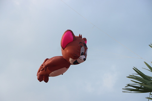 Preparation for a hot air balloon ride along the river Loire near city Blois, France.