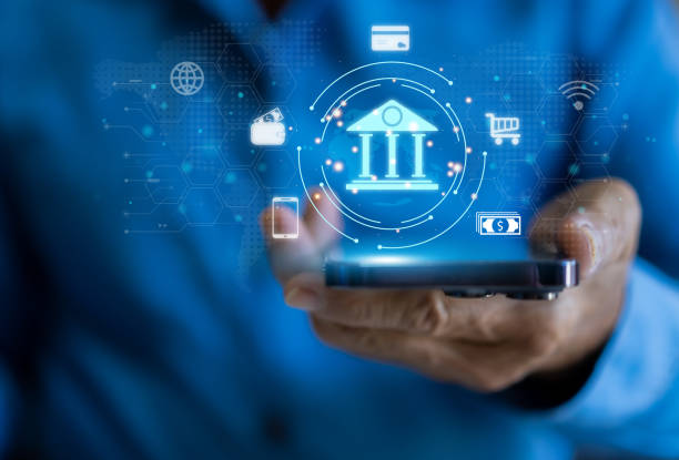 istock Human use smartphone with online banking digital technology, mobile banking, shopping, payment, finance, bank, withdraw money, account, transfer, credit card, financial and global business online 2134886155