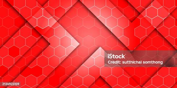 Polygonized Background Red Hexagonal Grid And Red Background Stock Illustration - Download Image ...