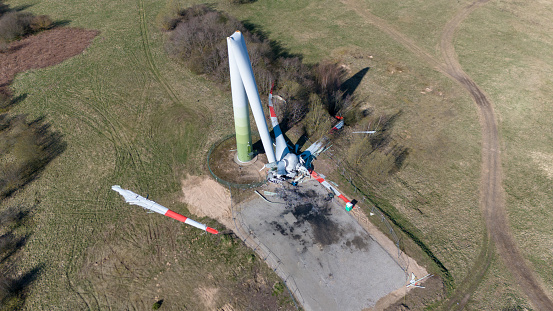 A broken wind turbine in Taurage, Lithuania