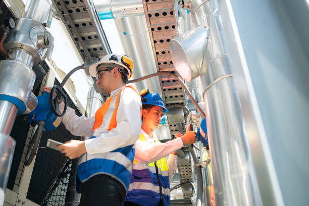 istock Engineers and technicians Inspect the completed air conditioning and water systems to continue verifying their functionality. 2135050045