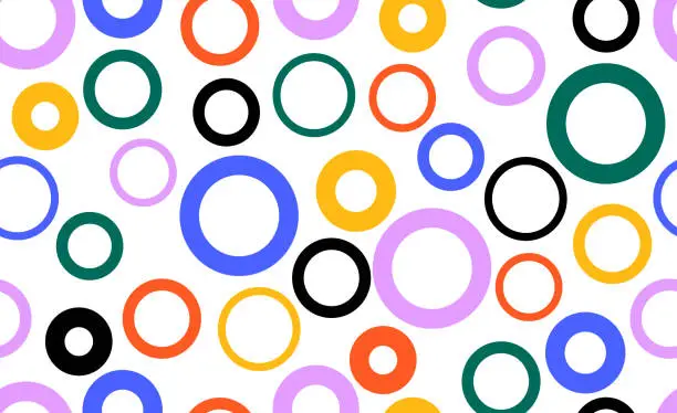 Vector illustration of Colorful circle doodle seamless pattern. Seamless hand drawn pattern with colorful dots. Vector brush strokes design elements. Perfect for wallpapers, pattern fills, web page backgrounds, surface text