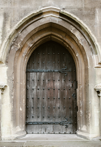 Gothic Arched Doorway On A European Church