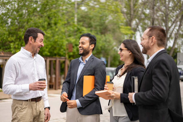 istock Coworkers talking outdoors 2135083809