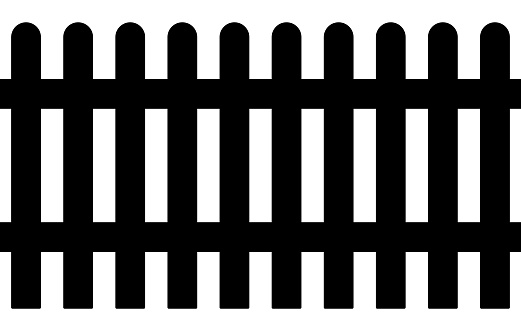 wooden fence - black and white silhouette illustration - seamless repeatable pattern texture