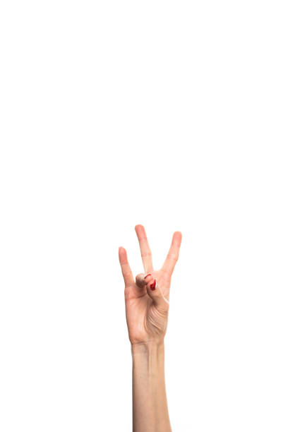 istock Woman hand gesture isolated on white background. 2135096709