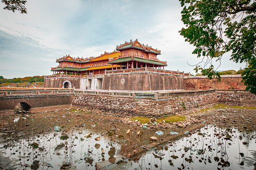 Hue, Thua Thien Province, Vietnam - August 30, 2023: Meridian Gate in Imperial City