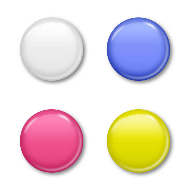 Realistic Blank Badge Set Vector Design. Scalable to any size. Vector illustration file. campaign button stock illustrations