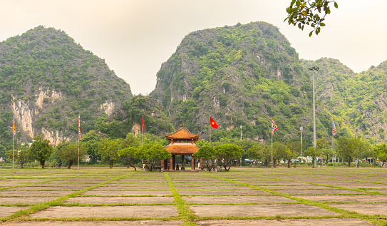 Hoa Lu, Ninh Binh, Vietnam - August 25, 2023: Nha bia Ly Thai To (Stele House)