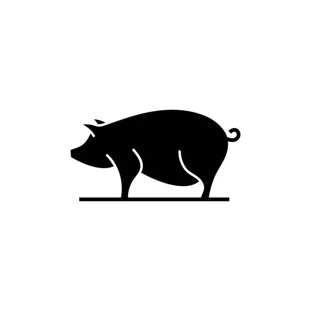 Vector illustration of Pig Farming Solid Icon Design with Editable Stroke. Suitable for Infographics, Web Pages, Mobile Apps, UI, UX, and GUI design.