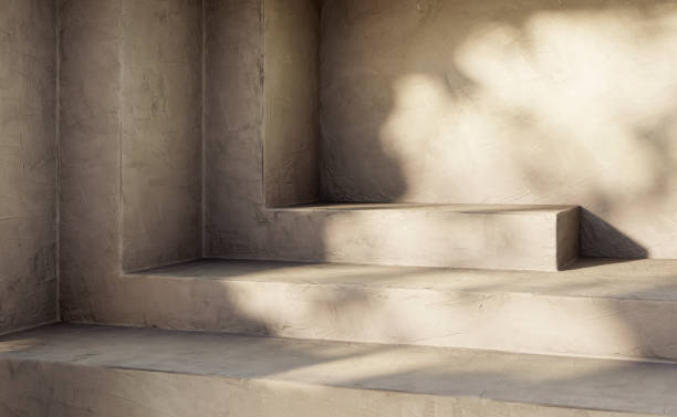 istock Concrete wall background with plant shadow. Summer tropical architecture scene. 2135142372
