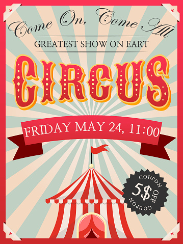 Vintage/retro circus poster. Circus invitation. Carnival invite