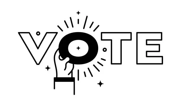 Vector illustration of Doodle Concept for Vote Typography