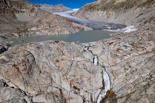 Aerial view of Rhone Glacier, Switzerland