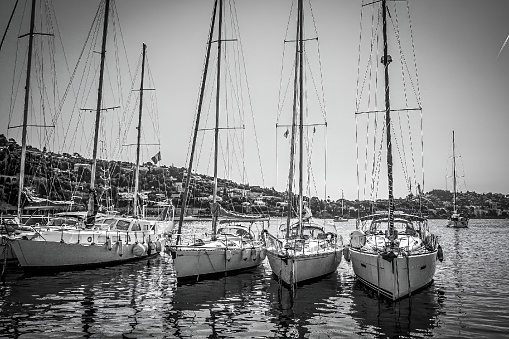 The Docked yachts in the south of France