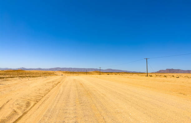A view from the crater in the Ramon Crater. Arid desert view. White sands and a horizon of blue skies. Negev, Israel. High quality photo