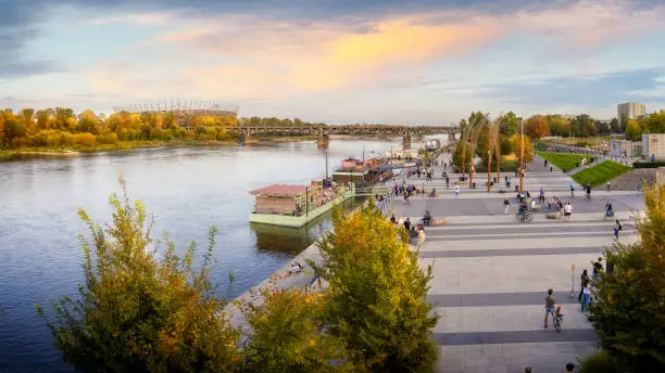 Holidays in Poland - boulevards on the Vistula River in Warsaw