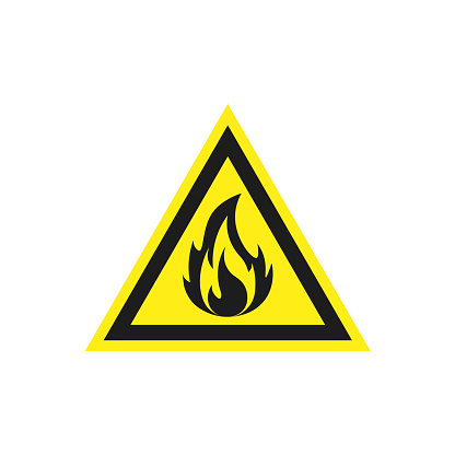 Fire Triangle Warning Sign Fire Warning Sign In A Yellow Triangle Vector Stock Illustration ...