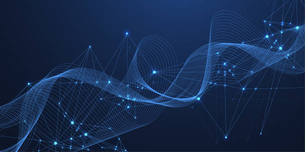 istock Vector connections of lines and dots. Technology banner template. Graphic abstract background communication. Minimal array with compounds lines and dots. Digital data visualization 2135235677